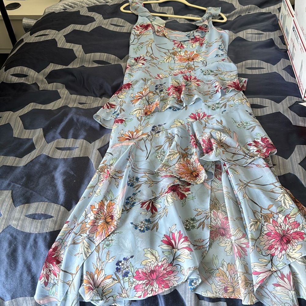 Blue floral high low